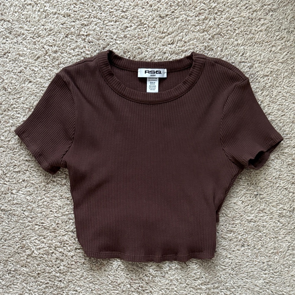 Chocolate Ribbed Crop Top